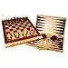 Folding 20" Wooden 3-in-1 Chess, Checkers & Backgammon Game Set
