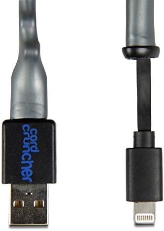 CordCruncher Tangle Free Lightning Cable for iPhone 6s Plus/6 Plus - Retail Packaging - Gun Metal Gray