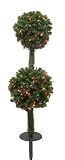 4' Indoor Outdoor Pre-Lit Christmas Topiary Double Ball Stake Tree #H62976