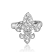 Fleur De Lis in Silver Tone Ring Adjustable Fashion Ring - Ideal Gift For Anniversary, Engagement, Wedding, Birthday, Romantic For Her