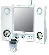 Black iSing Tri-Fold Lighted Fog-Free Mirror with FM Radio, Wireless Transmitter & Clock