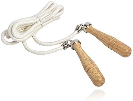 Usinew Longer Handle Pink Cotton Rope Skipping (White)