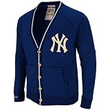 New York Yankees Navy Mitchell & Ness Shortstop Vintage Garment Washed Cardigan Sweater