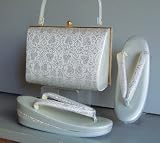 シルバー地留袖用草履＆バッグ草履小さい小さいサイズ 黒留