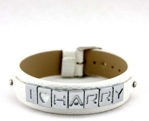 1d Crystal Slider Letter Wristband Bracelet - I Love Harry - White Silver