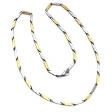 Stainless Steel Two Tone Mens Ladies Unisex Fancy Bar Celtic Greek Link Chain Necklace 23 inch long 3 mm thickness Lobster Clasp