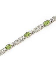 14kt Yellow Gold Oval Peridot and Diamond Bracelet
