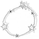 Bling Jewelry Designer Inspired Sterling Silver Stars 7.5 Chain Toggle Bracelet