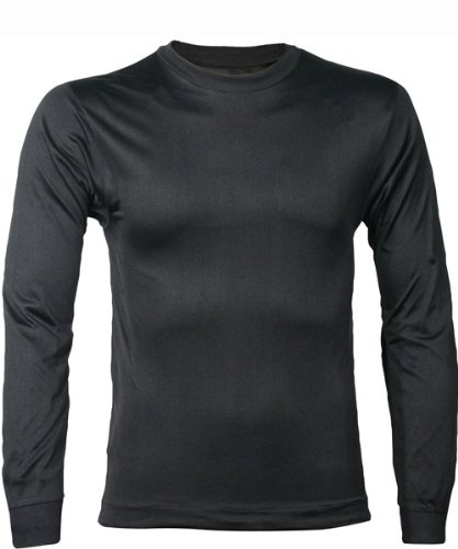 Terramar Mens Thermasilk Crew Neck Top, Black, Medium