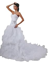 Plus Size Sweetheart Beaded Lace-Up Chiffon/Organza/Tulle Wedding Dress 