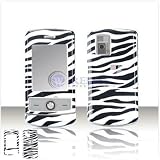 Black with White Stripes ZEBRA SNAP-ON COVER HARD CASE PHONE PROTECTOR for LG CU720 Shine CU-720