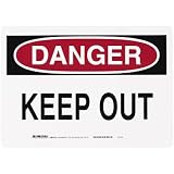 Brady 22112 10 Height, 14 Width, B-401 Plastic Black And Red On White Color Admittance Sign, Legend Danger Keep Out