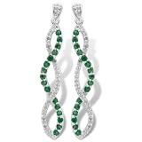 10k White Gold Emerald and Diamond Twist Earrings