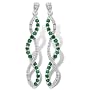 10k White Gold Emerald and Diamond Twist Earrings
