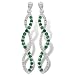 10k White Gold Emerald and Diamond Twist Earrings