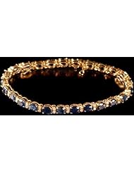 Faceted Sapphire Bracelet with Diamonds - 18 K Gold