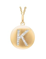 14K Gold over Sterling Silver 0.08ct TDW Diamond Round Initial K Disc Pendant (H-I, I2-I3)