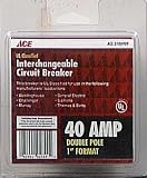 CONNECTICUT ELECTRIC & SWITCH TB240-ACE-CS Interchangeable Circuit Breaker, Double Pole 40 Amp