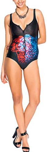 GeeWheat Women's One Piece Beachwear Zipped Bikini Monokini Tankini Swimwear