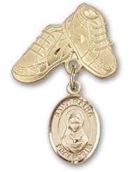 14K Gold Baby Badge with St. Rafta Charm and Baby Boots Pin