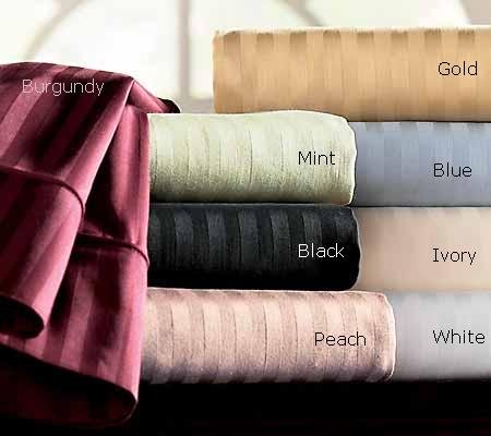 LUXOR Egyptian Cotton 800 Thread Count Sateen Stripe Bed Sheet Set King - Black with BONUS White Pillowcase.