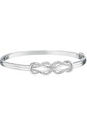 Sterling Silver Diamond Double-Knot Bangle Bracelet (1/4 cttw, J Color, I3 Clarity)