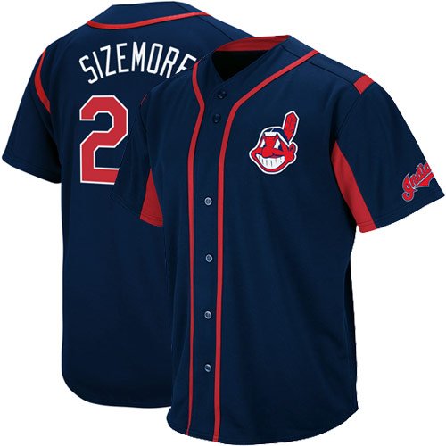 Majestic Grady Sizemore Cleveland Indians Wind-Up Jersey - Navy Blue (Medium)