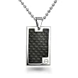 Stainless Steel Dog Tag with Carbon Fiber Inlay on 22" Bead Chain