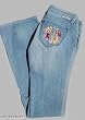 J & Company Womens Jeans Embroidered Peace & Love