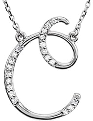 Letter C Diamond Initial Necklace in Sterling Silver
