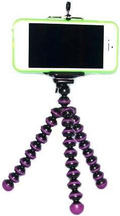 BlueMart ® Octopus Style Portable and Adjustable Tripod Stand with Retractable Holder for iPhone 4 4S 5 5s 5c Samsung Galaxy s3 i9300 s4 i9500 Samsung Galaxy s5 Plus BlueMart Cable Tie (Black & Purple)