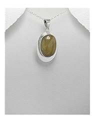 Rutilated Quartz Pendant Necklace In 92.5 Sterling Silver