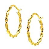 Goldfill Twisted Hoop Earrings .925 Stamp Hypoallergenic Nickel Free
