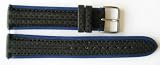 Leather 20mm Black Carbon Fiber Band W Blue Trim