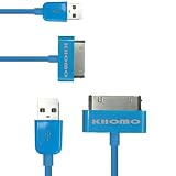KHOMO: 2 x 6 ft BLUE USB Charger SYNC Data Cord for Apple iPhone iPod & iPad