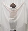 White Rectangular Silk Veil with Rounded Corners