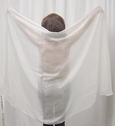 White Rectangular Silk Veil with Rounded Corners