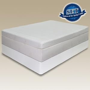 Sleep Master 13-Inch Pillow Top Pressure Relief Memory Foam Mattress Set with Bi-Fold Boxspring, Queen