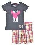 Company 81 Girls 2Pc Charcoal Top & Plaid Bermuda Set
