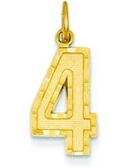 14K Gold Medium Number 4 Charm Pendant FindingKing