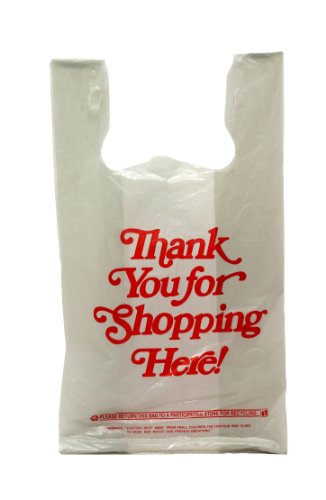 Thank You T-Shirt Carry Out Plastic Shopping Bags - Biege - Case of 500