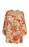 Peasant Blouse - Bold Beach Botanic II Adjustable Drawstring Front Women's 3/4 Sleeve Hawaiian Aloha Blouse - Plus Size