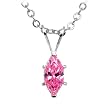 Handcrafted Stainless Steel Pink CZ Marquise Pendant Necklace