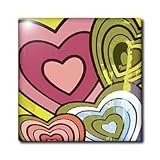 Pink Green Digital Heart Painting - 4 Inch Ceramic Tile