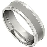 7mm Flat Titanium Ring with Recessed Black Carbon Band Sizes 6.5, 7, 7.5, 8, 8.5, 9, 9.5, 10, 10.5, 11, 11.5, 12, 12.5, 13