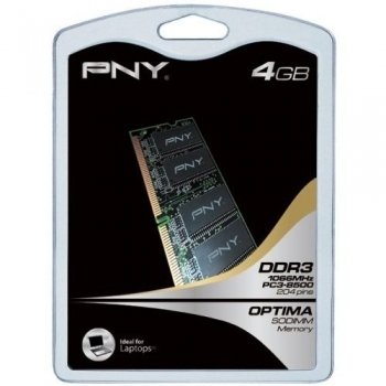 PNY SODI104GBN/8500/3-BX Arbeitsspeicher 4GB (1066 MHz, 204-polig, CL7) SO-DIMM DDR3-RAM Preisvergleich