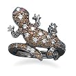 Black Rhodium Plated CZ Gecko Ring in Sterling Silver
