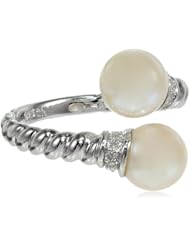 Sterling Silver 8.0-8.5mm Freshwater Cultured Pearl and Diamond Ring (0.05 cttw, G-H Color, I2-I3 Clarity)
