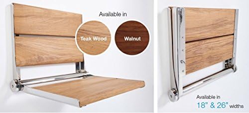 Contour Folding Shower Seat in Teakwood or Walnut (18 x 16, walnut with oil rubbed bronze frame)