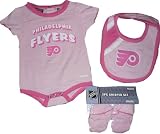 Philadelphia Flyers Pink Bib, Booties, Creeper Onesie Set 6 9 Baby Infant Newborn